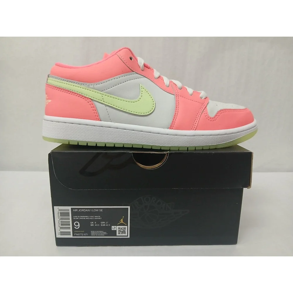 Nike Men's Air Jordan 1 Low SE Sneakers FN6772-671 Lava Glow Volt White‎ Size 9